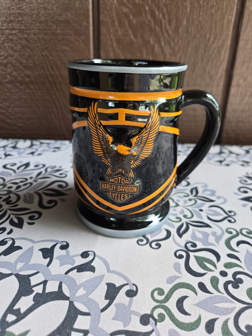 Harley-Davidson Black and Orange Eagle Ceramic Coffee Mug